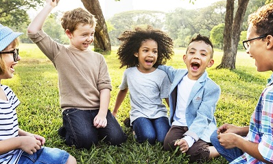 Happy kids in the park